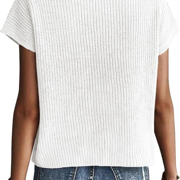 Summer Fall Short Sleeve Sweater for Women 2025 Casual Sweater Vest Cotton Knit - Picture 2 of 6